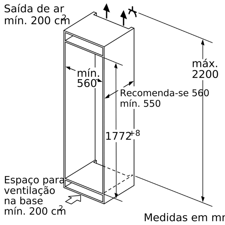 Arca Congeladora Vertical de Encastre Siemens GI81NACE0 212L Branco