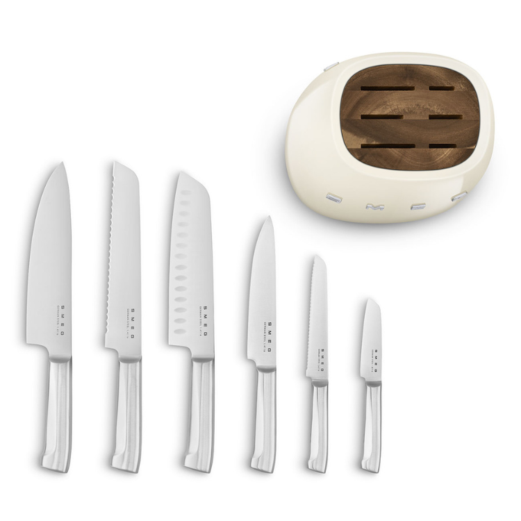 6-teiliges Messerset Smeg 50's Style Creme