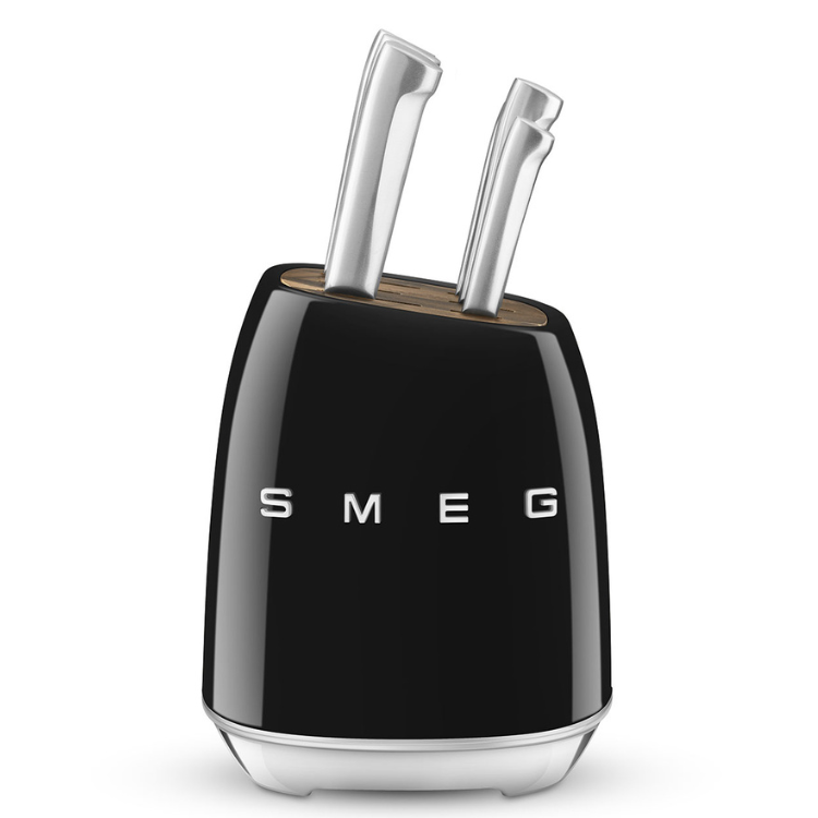 SMEG 50’s Style Messerblock mit 6 Messern, schwarz