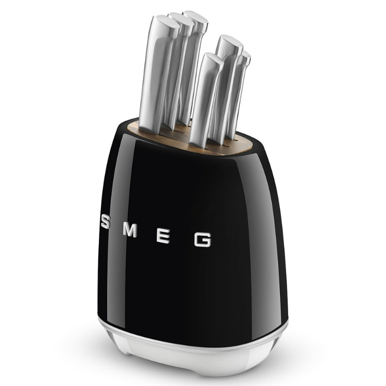 SMEG 50’s Style Messerblock mit 6 Messern, schwarz