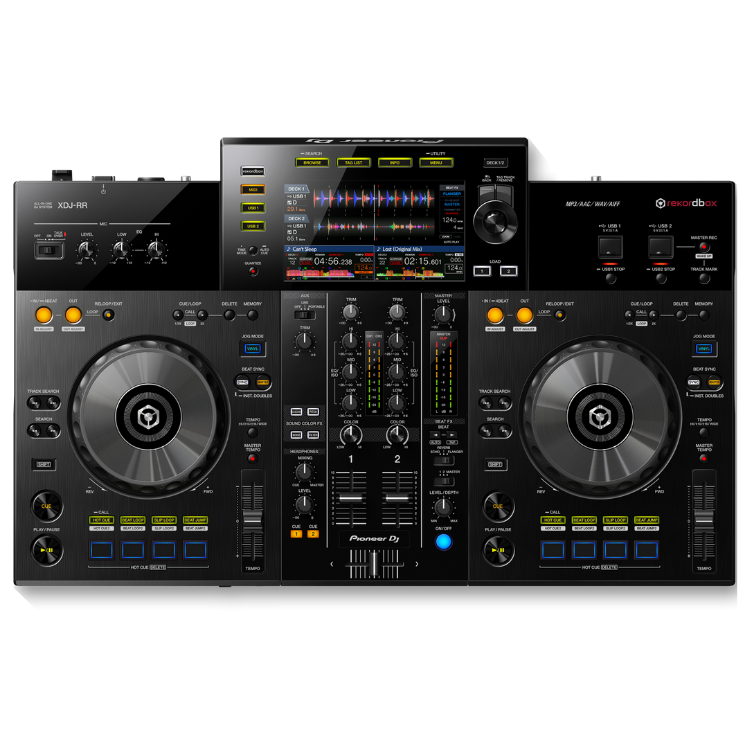 Pioneer DJ XDJ-RR 2-channel all-in-one DJ controller with 7-inch screen.