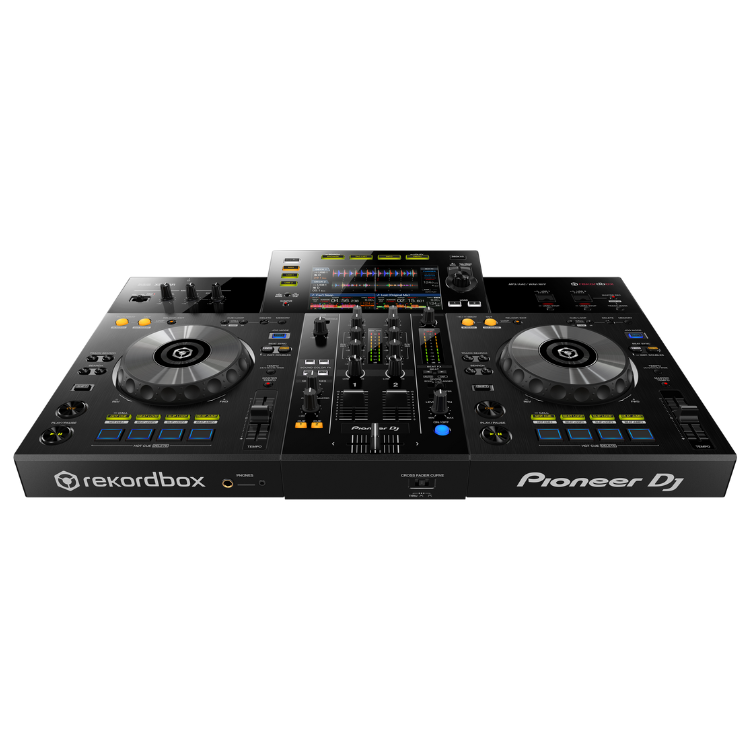 Pioneer DJ XDJ-RR controller, 2-channel all-in-one system, black, rekordbox, 7-inch screen.