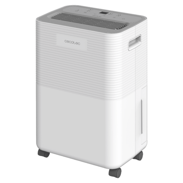 Cecotec BigDry dehumidifier, white, 2L tank, on wheels.