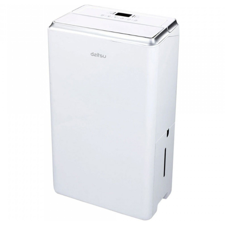 White Daitsu dehumidifier,  rectangular with digital control panel on top.
