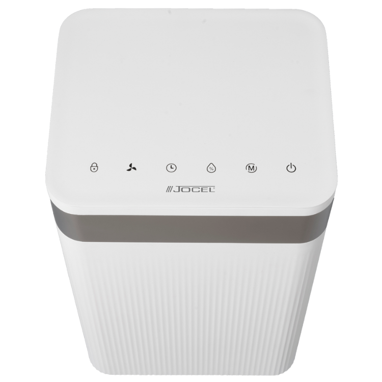 Desumidificador Jocel 12 L/Dia Wi‑Fi, vista frontal com iluminação destacada.