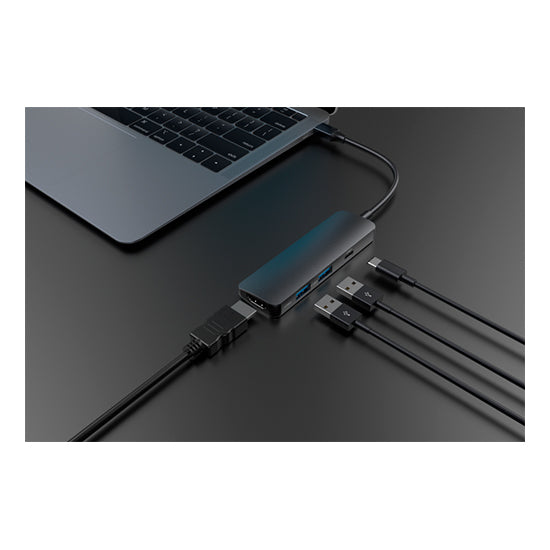 Hub Devia Leopard USB-C p/ HDMI/2xUSB/PD Cinzento