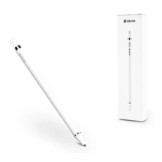 Caneta Devia para iPad, branca, para escrita e desenho preciso.