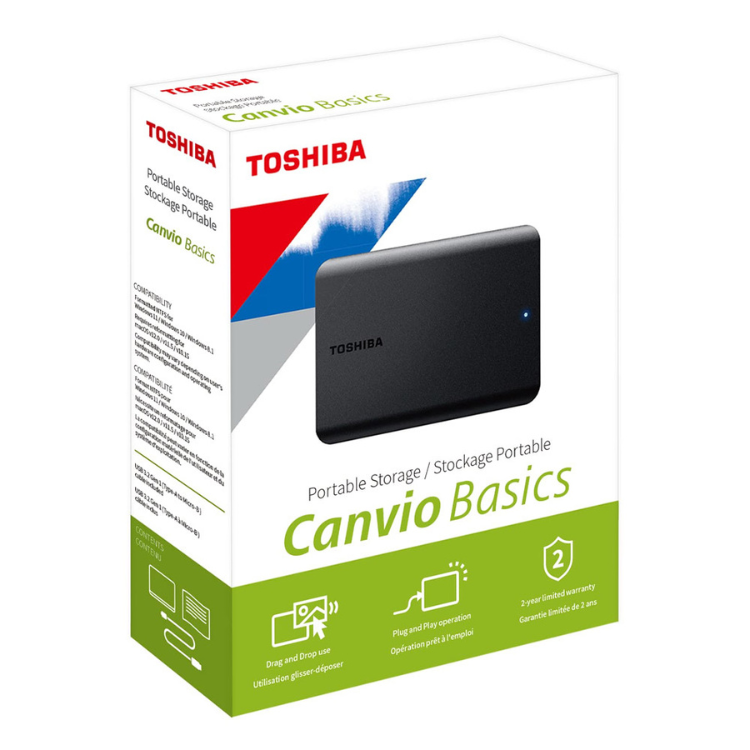Disco Externo Toshiba Canvio Basics 2022 2TB HDD 2.5" USB 3.0 Preto