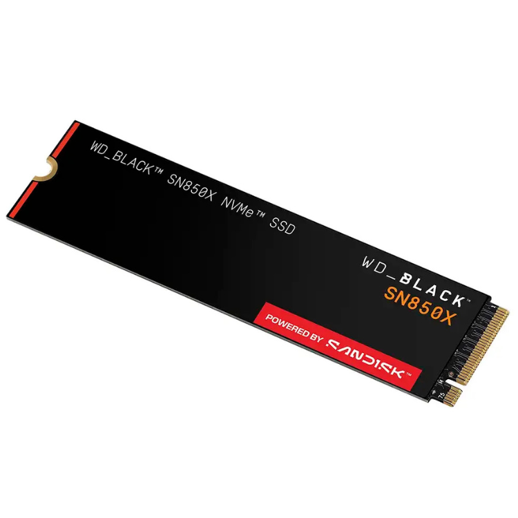 WD Black SN850X NVMe SSD, 2TB, black, M.2 2280, SanDisk logo.