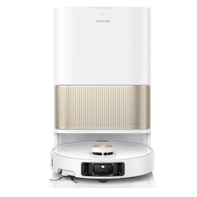 White Dreame L40S Pro Ultra robot vacuum with charging base.