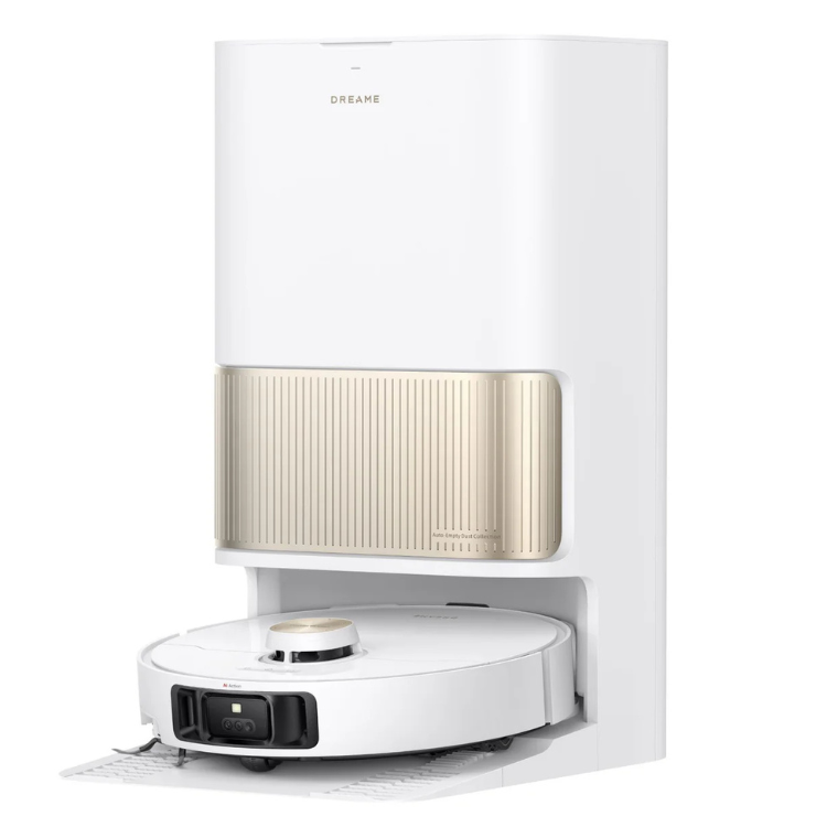 White Dreame L40S Pro Ultra robot vacuum with charging base.