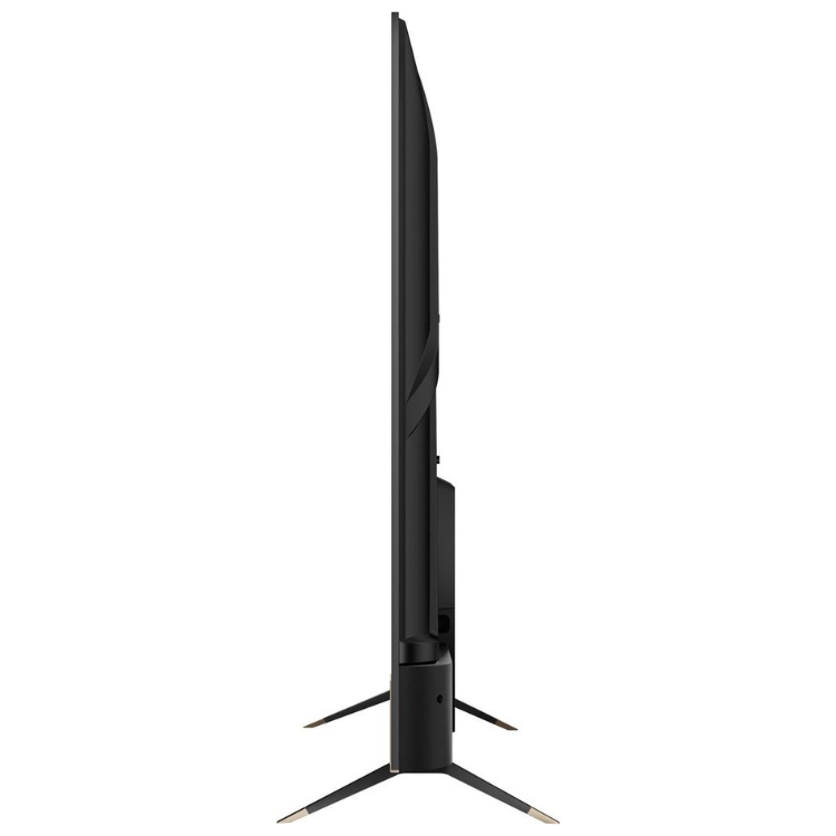 Televisão Dreame Q100 Smart TV 4K QLED 65" preto, vista lateral, com suporte.