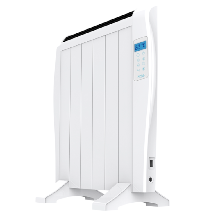 White Cecotec Ready Warm 1200 Thermal electric heater, 900W, with digital display and control panel.
