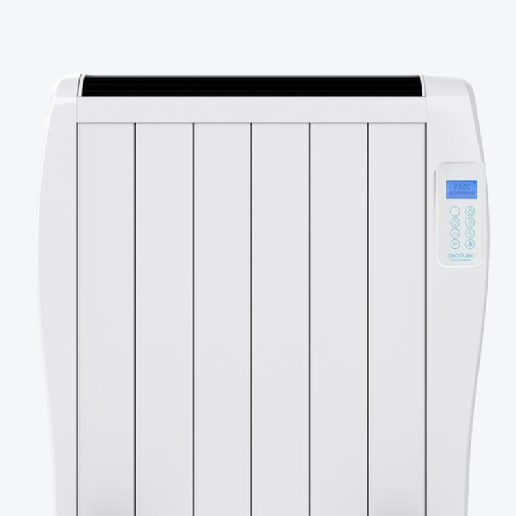 White Cecotec Ready Warm 1200 Thermal electric heater, 900W, with digital control panel.