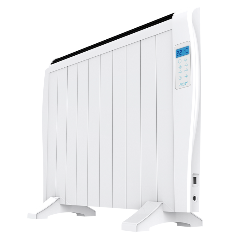 Aquecedor Emissor Térmico Cecotec Ready Warm 1800 Thermal branco com painel digital e controlo remoto.
