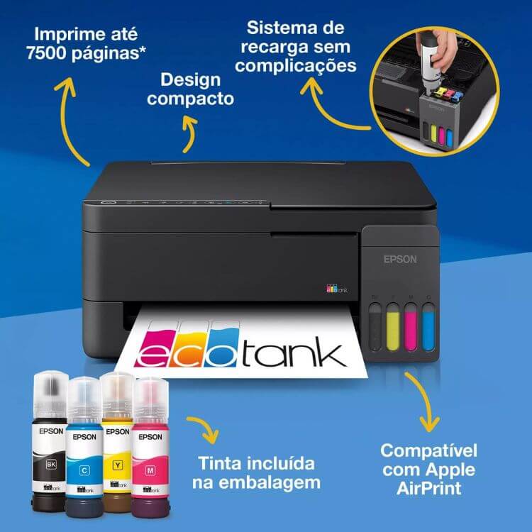 Impressora Multifunções Epson EcoTank ET-2910 Cores Wi-Fi