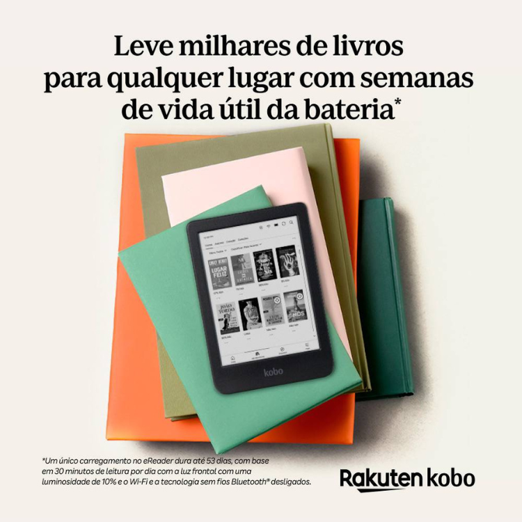 eReader Kobo Clara, 6 polegadas, 16GB, Wi-Fi, preto.
