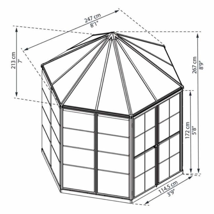 Estufa de Jardim Canopia Oasis Hexagonal Alumínio/Policarbonato 5,26m² Cinzento