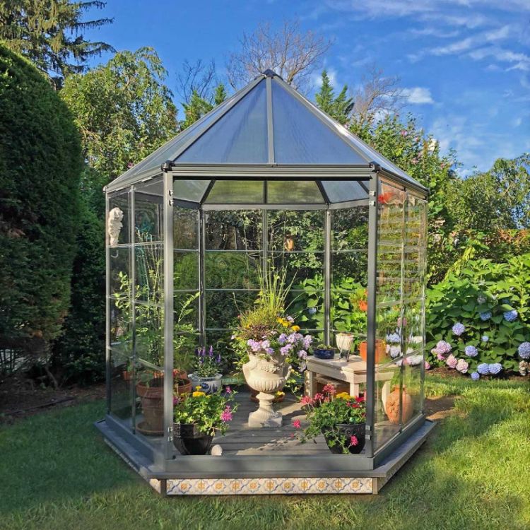 Estufa de Jardim Canopia Oasis Hexagonal Alumínio/Policarbonato 5,26m² Cinzento