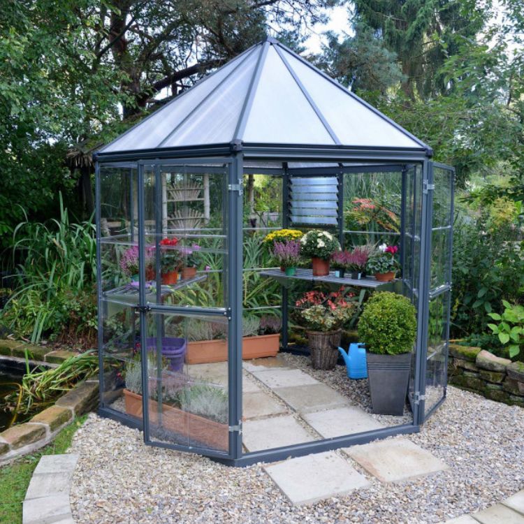 Estufa de Jardim Canopia Oasis Hexagonal Alumínio/Policarbonato 5,26m² Cinzento