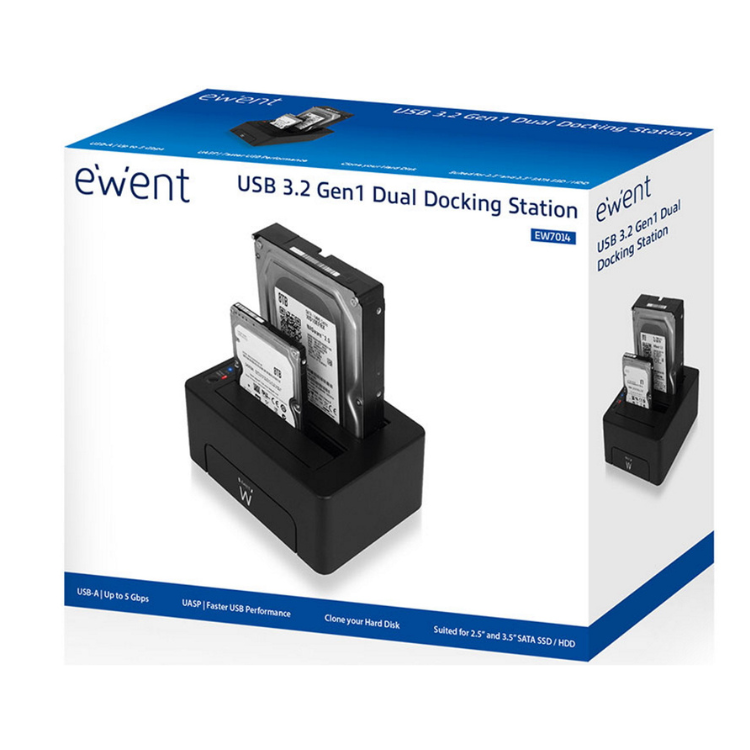 Ewent Docking Station HDD/SSD 3.5/2.5 Dual C/Função De Clonagem