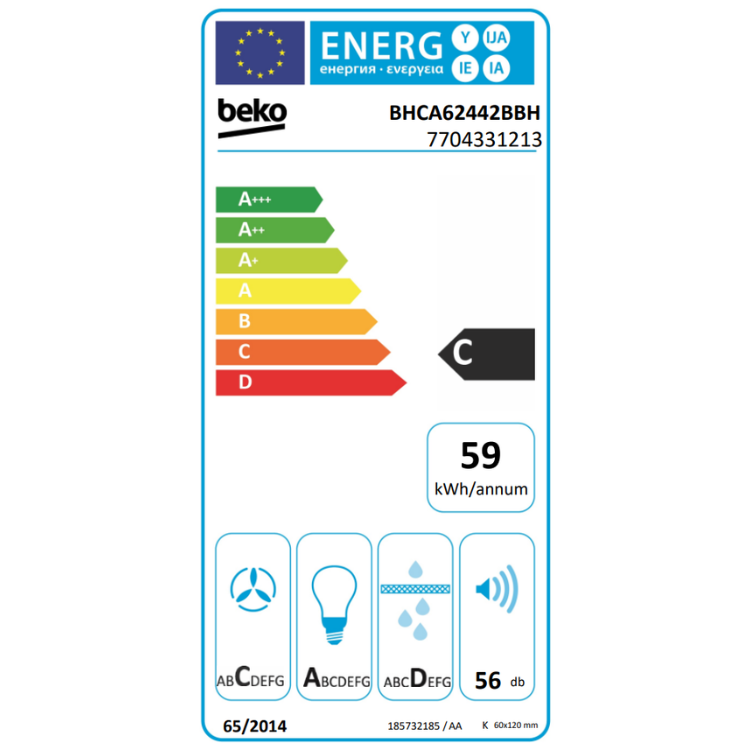 Exaustor de Parede Beko BHCA62442BBH 60cm Classe C