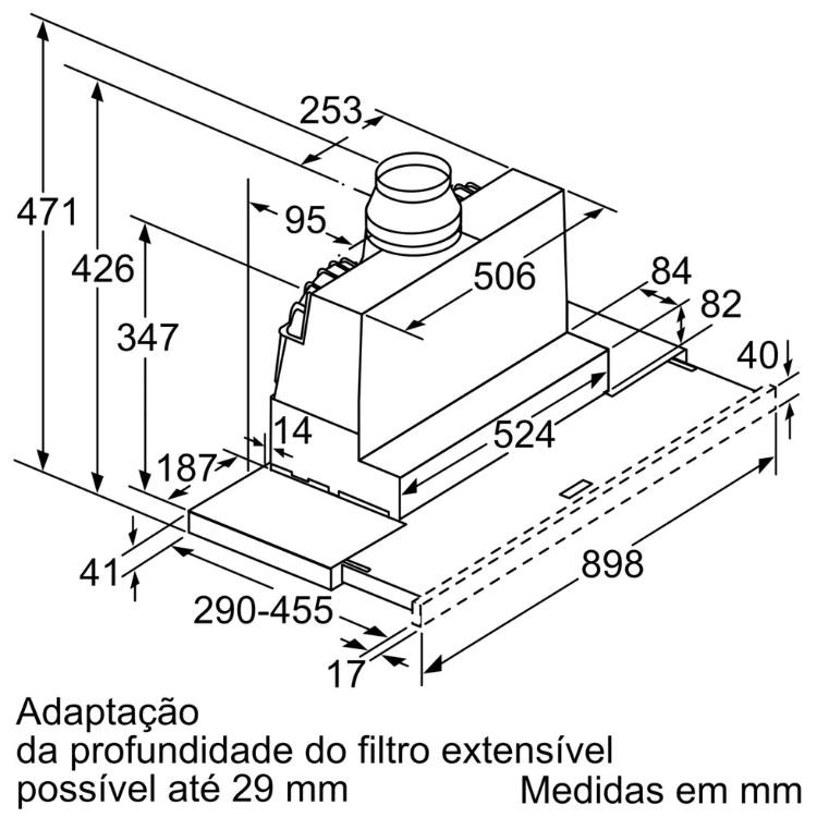 Exaustor de Gaveta Bosch Serie 4 DFS097A51 140W 90cm Inox