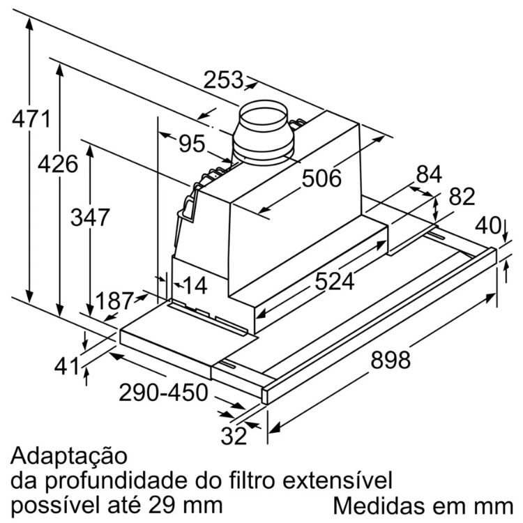 Exaustor de Gaveta Bosch Serie 8 DFS097K51 140W 90cm Inox