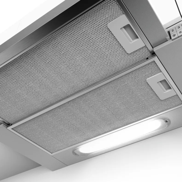 Exaustor de gaveta Bosch Serie 4 DFT63AC50, inox, com luz LED e comandos.