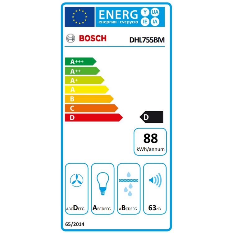 Exaustor Bosch Serie 4 DHL755BM 170W 75cm