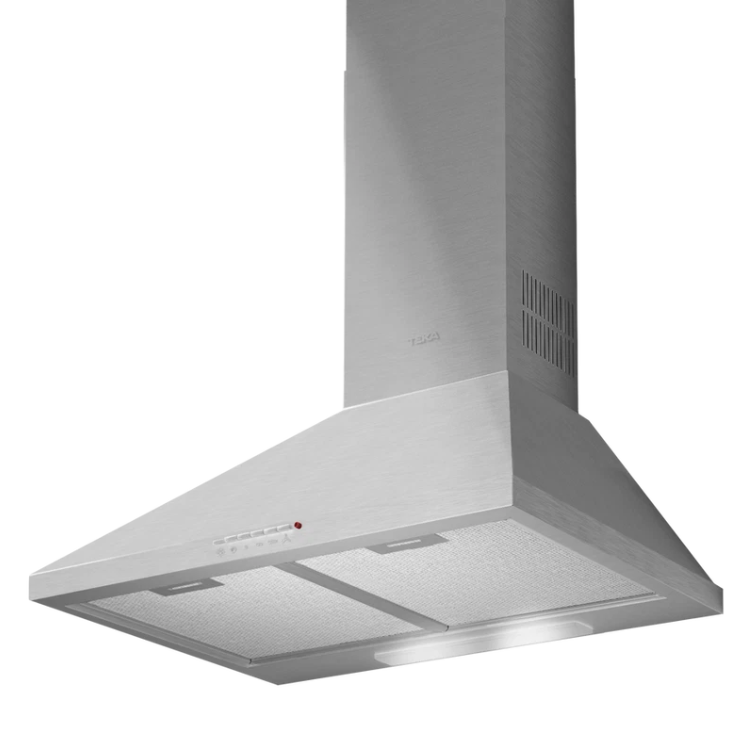 Exaustor de parede Teka DBB70, 115W, 70cm, inox, com comandos e luz piloto vermelha.
