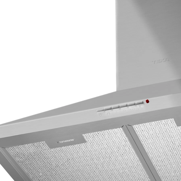 Exaustor de parede Teka DBB70, 115W, 70cm, inox, com painel de controlo e luz indicadora.