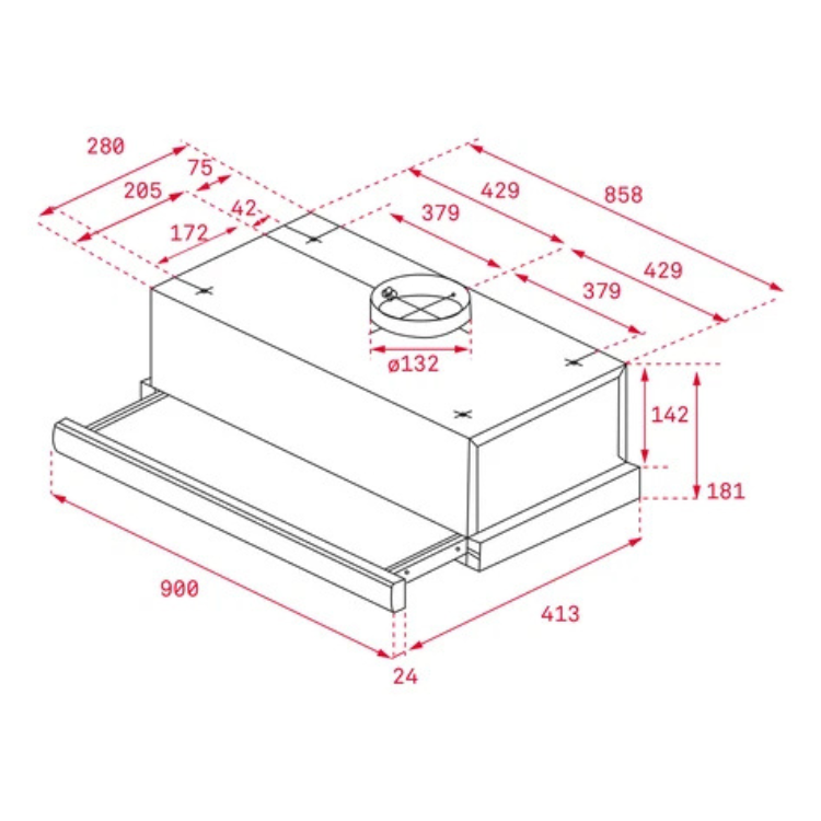 Exaustor de Gaveta Teka TL9310S 231W 90cm Inox