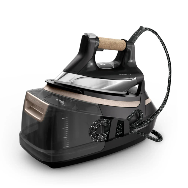Rowenta Eco Steam Pro iron, black and rose gold, cork handle, 2800W.