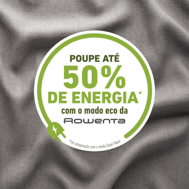 Rowenta iron with 50% energy savings in eco mode.