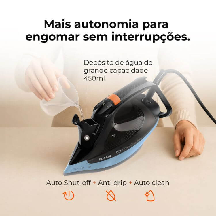Ferro a Vapor Flama 5399FL SteamUltra SmartGrip 3000W Azul