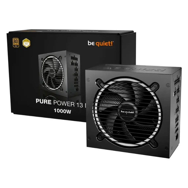 Black be quiet! Pure Power 13 M 1000W power supply unit with fan and box.