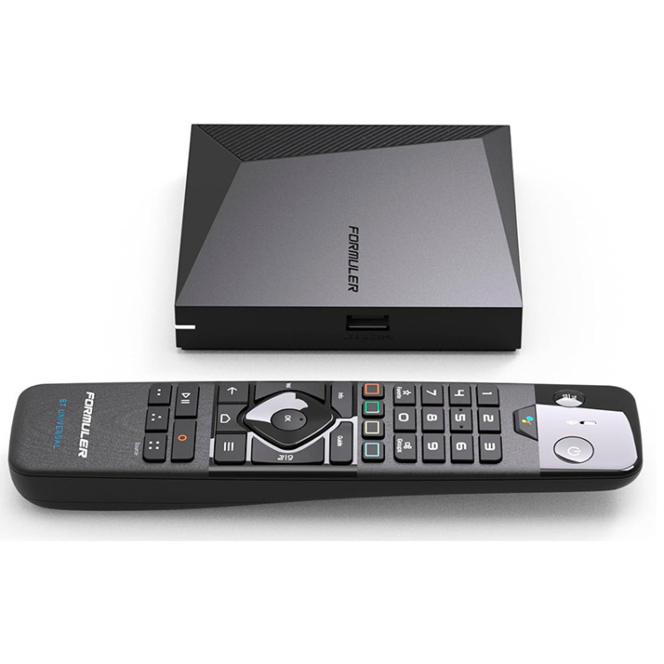 Formuler Z11 Pro BT1 MyTV Online 3 4K black media box and remote control.