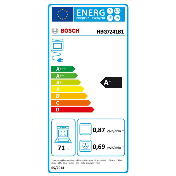 Bosch Serie 8 HBG7241B1 Hydrolyse-Backofen 71L Schwarz