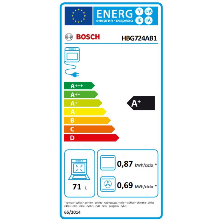 Forno Hidrolítico de Encastre Bosch Serie 8 HBG724AB1 71L 3600W