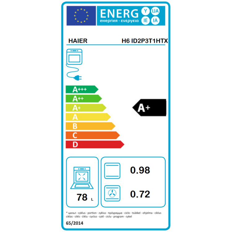 Forno Hidrolítico de Encastre Haier H6ID2P3T1HTX 78L 3300W Preto