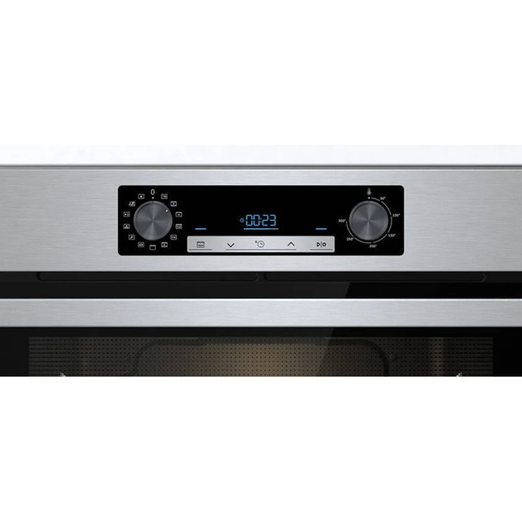 Forno Hidrolítico de Encastre Hisense BSA65226AX, inox, painel digital com controlos giratórios e display.