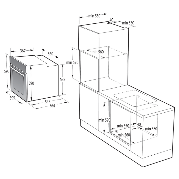 Forno Hidrolítico de Encastre Hisense BI62216AX 2500W 77L Inox