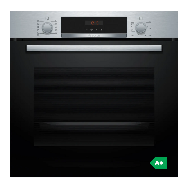 Forno pirolítico de encastre Bosch Serie 4 HBA574ES3 preto com painel digital e 71L de capacidade.