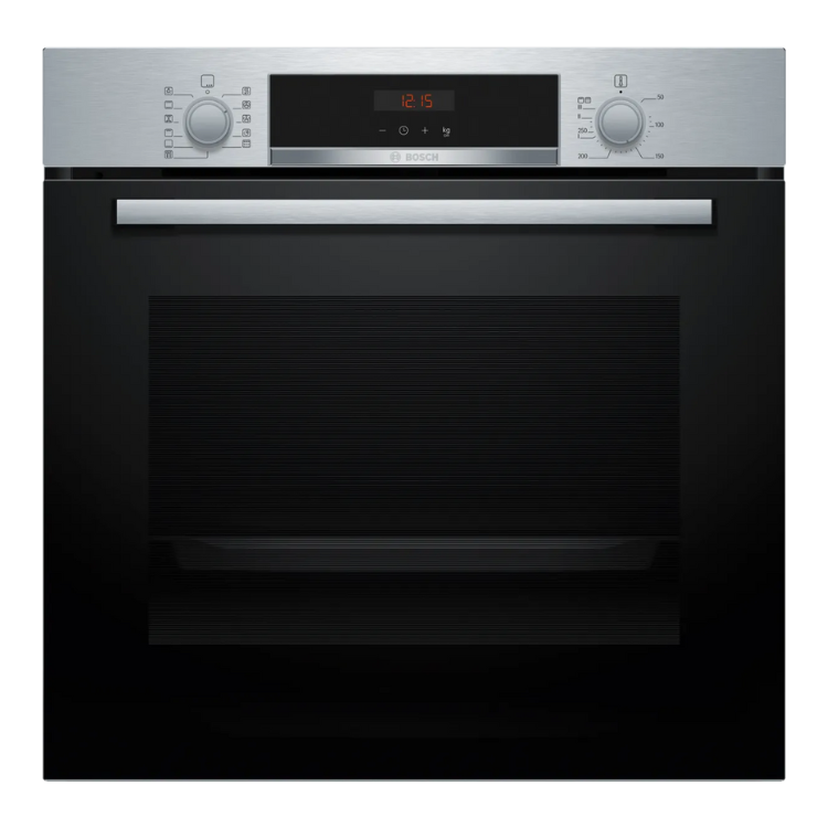 Forno pirolítico de encastre Bosch Serie 4 HBA574ES3 preto com 71L e 3600W.