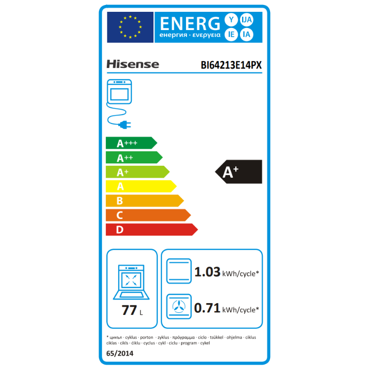 Forno Pirolítico Hisense BI64213E14PX 77L 3500W Preto