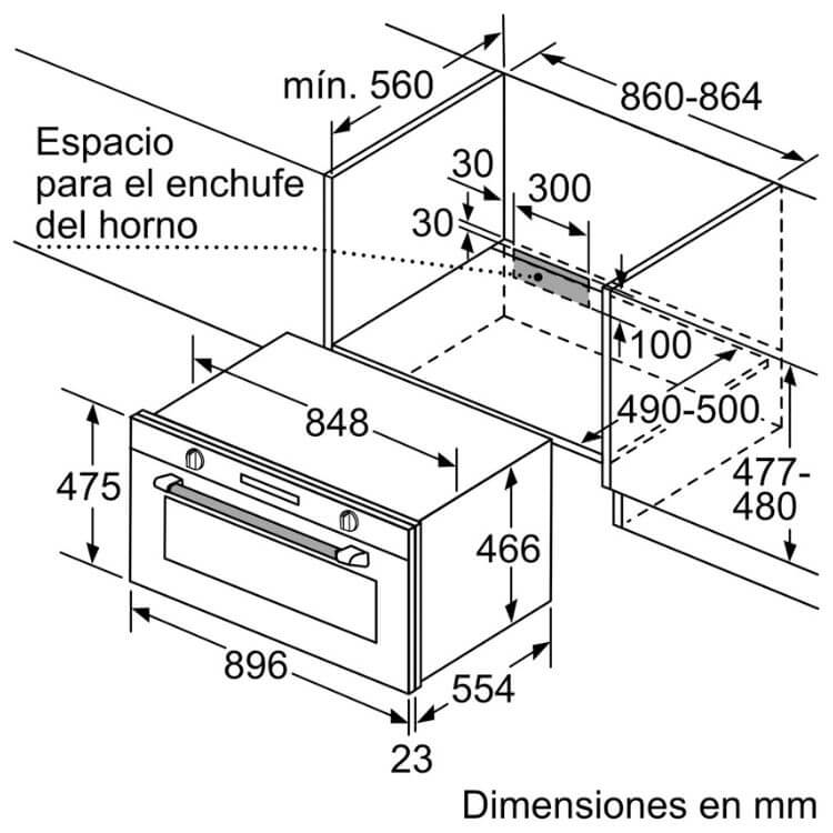 Forno Hidrolítico de Encastre Siemens iQ500 VB558C0S0 85L 3100W Inox