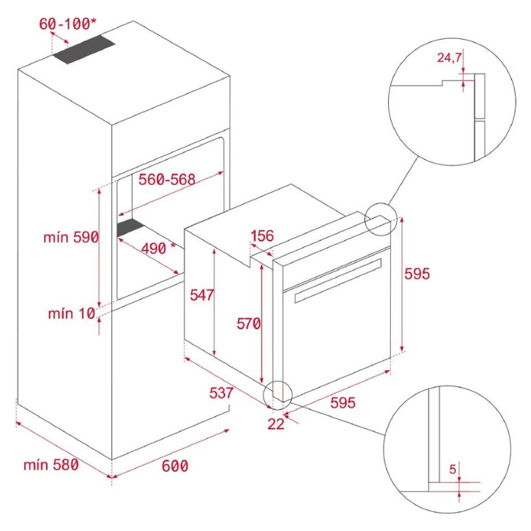 Forno Hidrolítico de Encastre Teka HSB6350FBK 71L 2550W