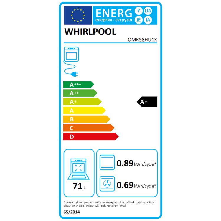 Forno Hidrolítico de Encastre Whirlpool OMR58HU1B 71L 3300W