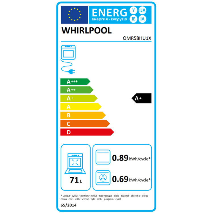Whirlpool OMR58HU1X Einbau-Hydrolyse-Backofen 71L 2900W